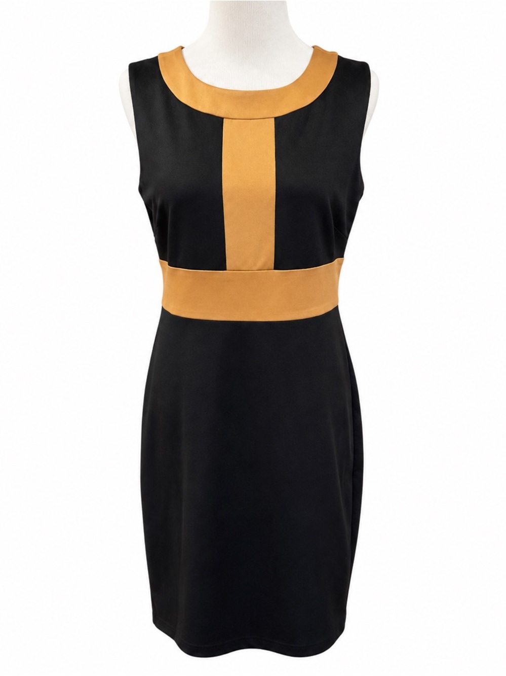 New York & Company NWT Black Dress with Mustard Colorblock Trim